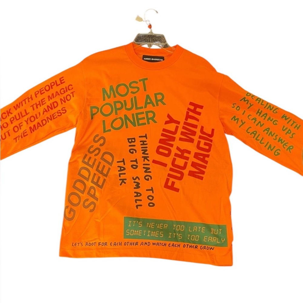 Amber Ibarreche Orange Long Sleeve Streetwear Tee
